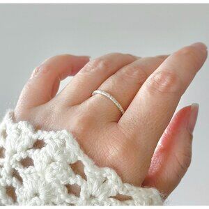 925 Sterling Silver Sparkle Ring Handmade - Size 8